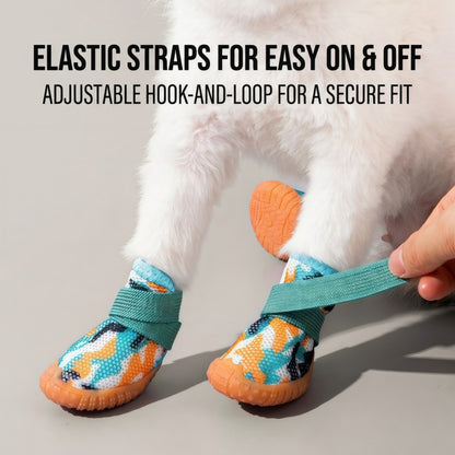 Breathable Mesh Dog Shoes with Anti-Slip TPR Sole, Adjustable Pet Sneakers for Small Dogs