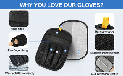 Reusable Pet Hair Remover Glove, Dual-Directional Electrostatic Lint Remover Mitt for Furniture, Couch, Bedding, Carpet & Clothing
