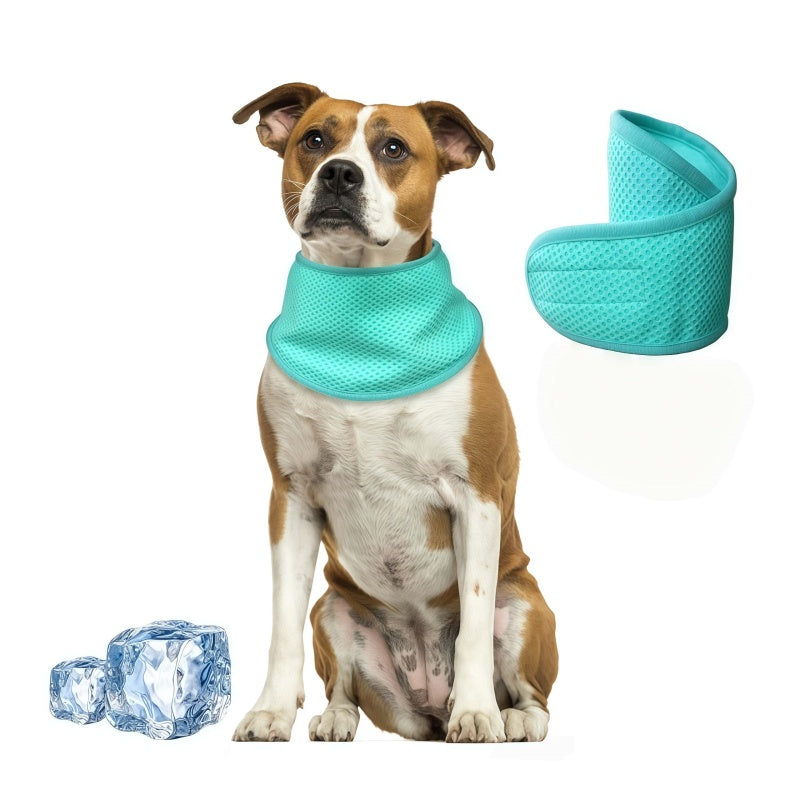 Adjustable Pet Cooling Scarf - Breathable 3D Mesh Ice Collar Bandana for Dogs & Cats, Heat Relief Outdoor Neck Wrap