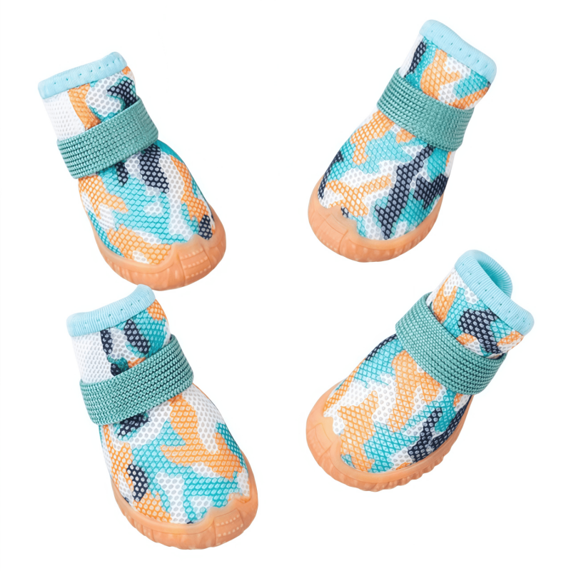 Breathable Mesh Dog Shoes with Anti-Slip TPR Sole, Adjustable Pet Sneakers for Small Dogs