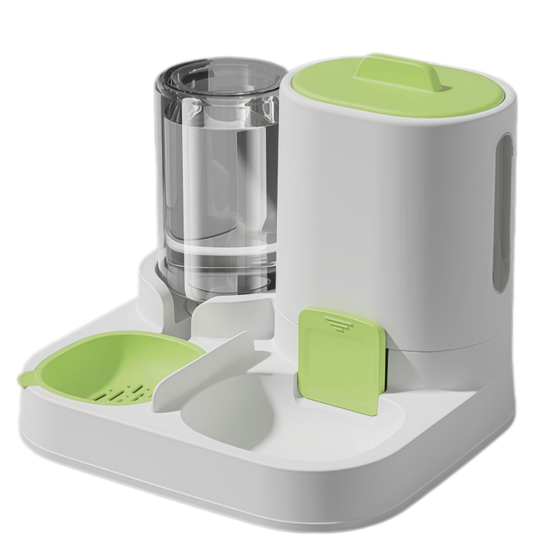 2-in-1 Gravity Pet Feeder and Water Dispenser Set for Cats & Small Dogs, Automatic Waterer & Dry Food Storage Station