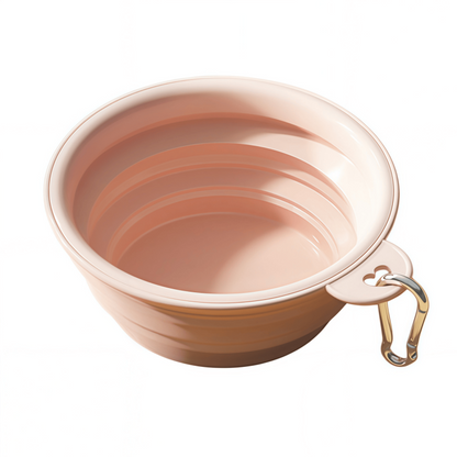 Collapsible Silicone Pet Dog Bowl with Carabiner Clip - Portable Travel Water & Food Feeder for Small & Medium Dogs
