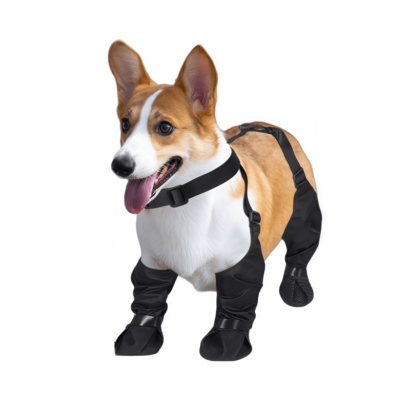 Adjustable Dog Suspender Boots with Anti-Slip Sole - Water-Resistant Pet Leggings