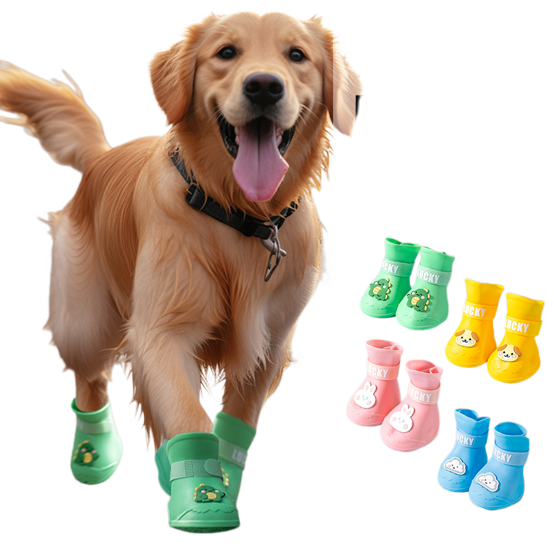 Waterproof Dog Rain Boots - Anti-Slip Silicone Paw Protectors with Adjustable Straps