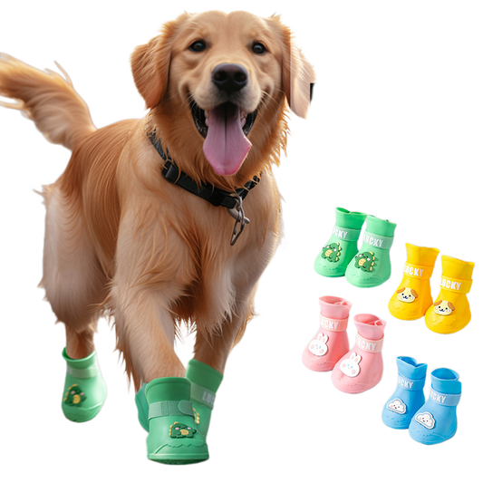 Waterproof Dog Rain Boots - Anti-Slip Silicone Paw Protectors with Adjustable Straps