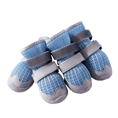 Breathable Mesh Tall Dog Boots with Reflective Straps and Anti-Slip Rubber Sole, Protective Dog Shoes for Hot Pavement and Rain, 4-Pack