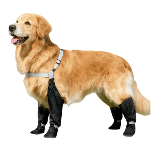 All-Terrain Dog Suspender Boots with Integrated Harness System - Waterproof, Anti-Slip Paw Protection