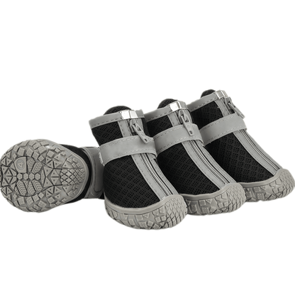Breathable Mesh Dog Boots with Anti-Slip Sole, Reflective Straps & Zipper