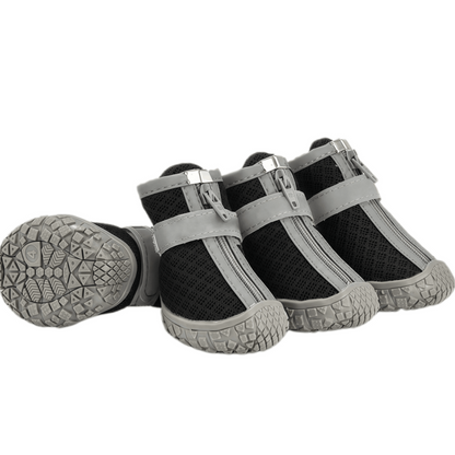Breathable Mesh Dog Boots with Anti-Slip Sole, Reflective Straps & Zipper