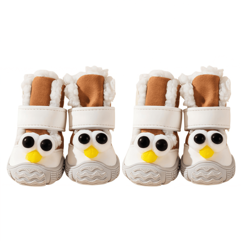 Water-Resistant Winter Dog Boots for Small Breeds - Fleece Lined Paw Protectors with Anti-Slip Sole (Set of 4)