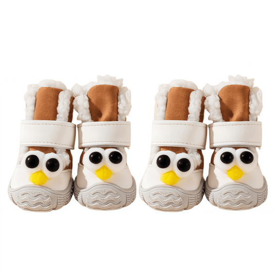 Water-Resistant Winter Dog Boots for Small Breeds - Fleece Lined Paw Protectors with Anti-Slip Sole (Set of 4)