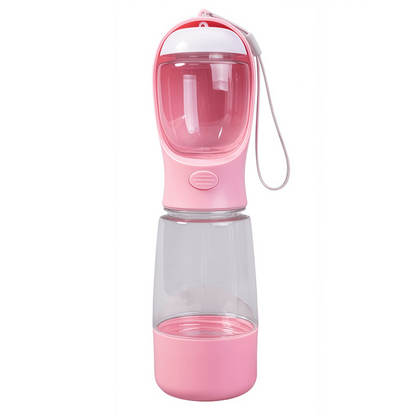 4-in-1 Portable Dog Water Bottle with Food Container & Waste Bag Dispenser - 400ml / 13.5 fl oz