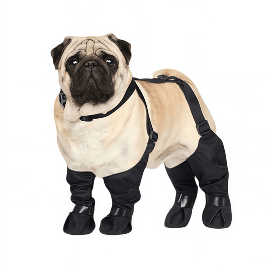 Adjustable Dog Suspender Boots with Anti-Slip Sole - Water-Resistant Pet Leggings