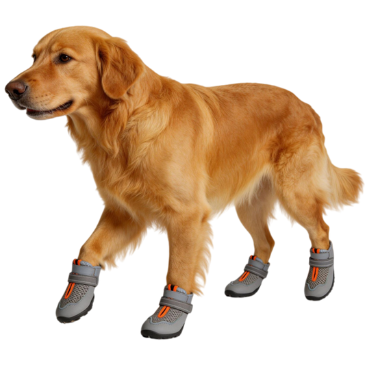 All-Weather Breathable Mesh Dog Boots with Anti-Slip Rubber Sole and Reflective Straps - Set of 4