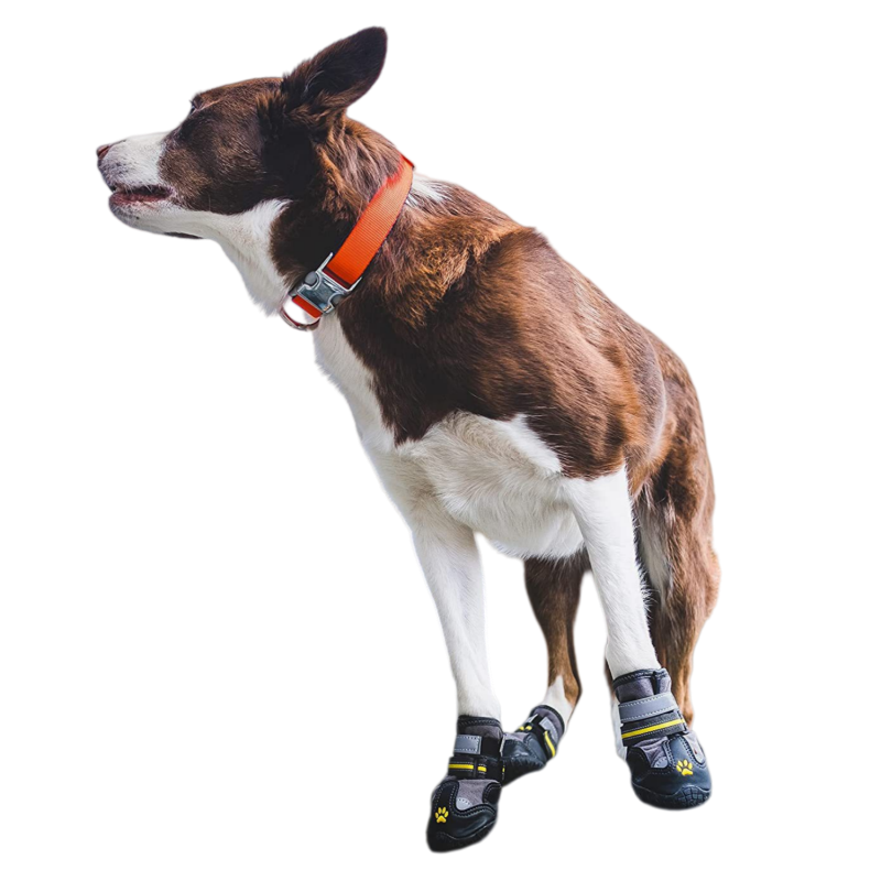 Water-Repellent Dog Boots with Anti-Slip Sole & Reflective Straps, Winter Fleece Lined Paw Protectors