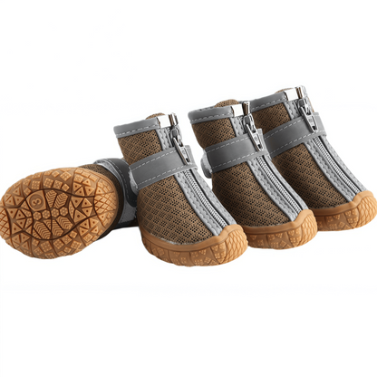 Breathable Mesh Dog Boots with Anti-Slip Sole, Reflective Straps & Zipper