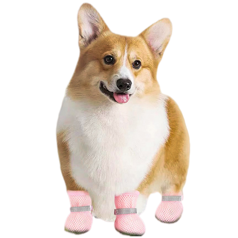 Breathable Mesh Dog Boots with Reflective Straps and Non-Slip Rubber Sole for Small to Medium Dogs