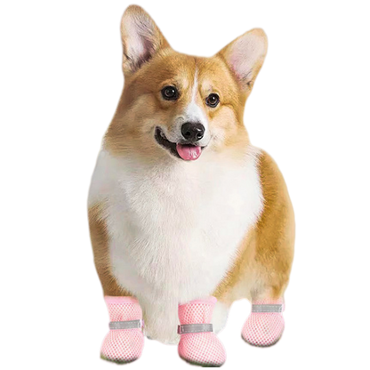 Breathable Mesh Dog Boots with Reflective Straps and Non-Slip Rubber Sole for Small to Medium Dogs