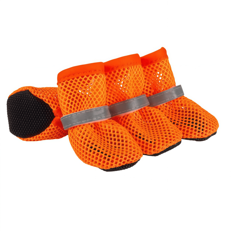Breathable Mesh Dog Boots with Reflective Straps and Non-Slip Rubber Sole for Small to Medium Dogs