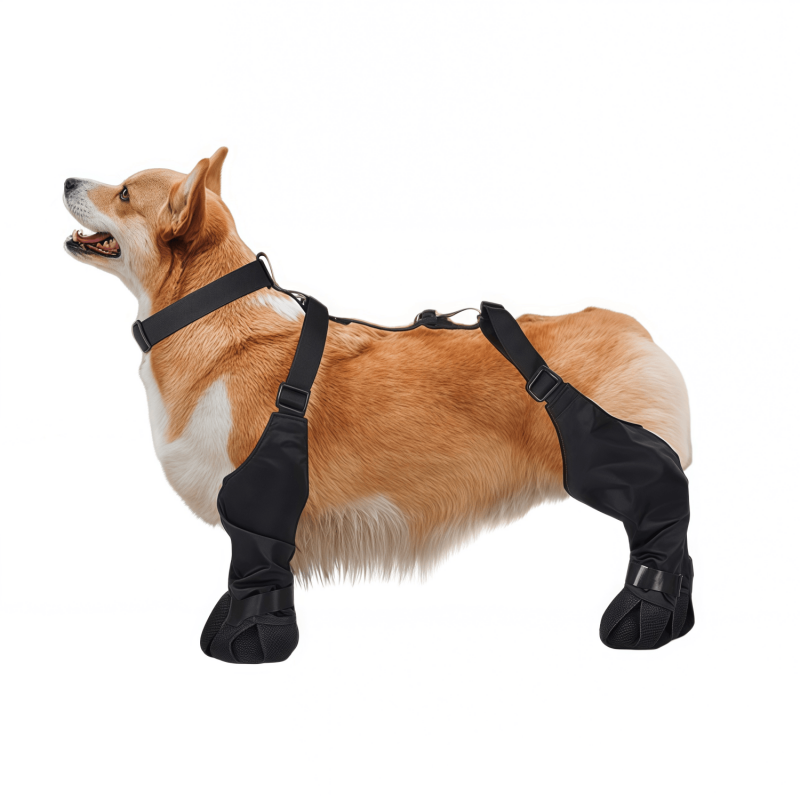 Adjustable Dog Suspender Boots with Anti-Slip Sole - Water-Resistant Pet Leggings
