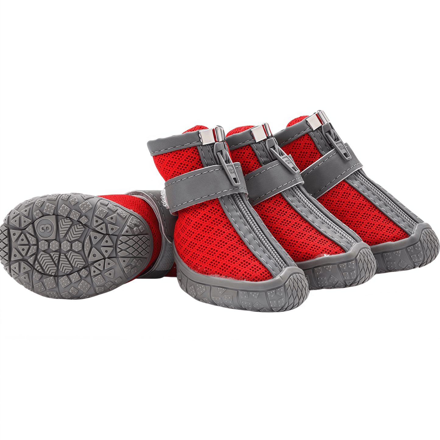 Breathable Mesh Dog Boots with Anti-Slip Sole, Reflective Straps & Zipper