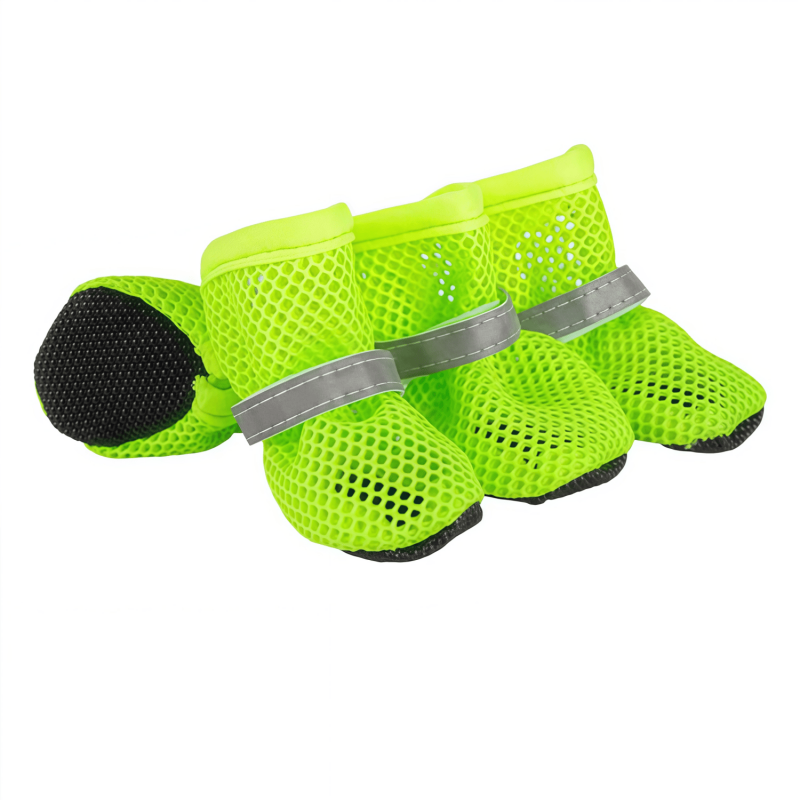 Breathable Mesh Dog Boots with Reflective Straps and Non-Slip Rubber Sole for Small to Medium Dogs