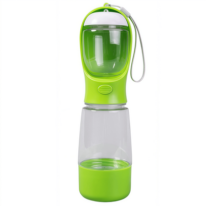 4-in-1 Portable Dog Water Bottle with Food Container & Waste Bag Dispenser - 400ml / 13.5 fl oz