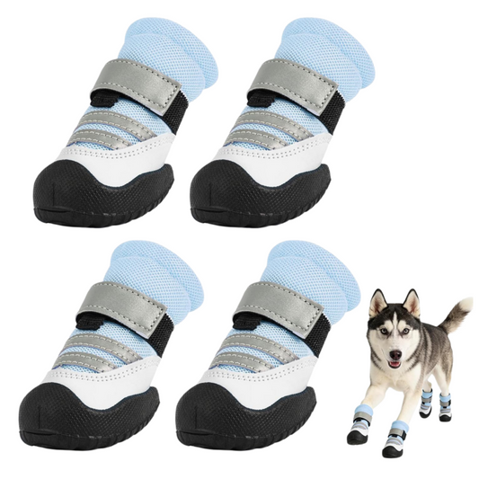 Breathable All-Weather Dog Boots with Anti-Slip Rubber Sole & Reflective Straps - All-Terrain Paw Protectors