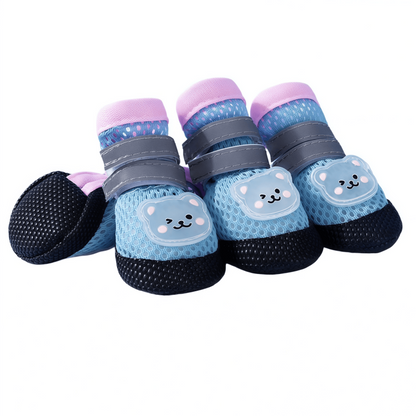 Breathable Mesh Dog Boots with Reflective Straps & Non-Slip Sole - Adjustable Pet Paw Protectors