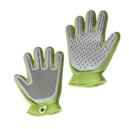 Pet Grooming Glove for Cats and Dogs - Breathable Mesh Deshedding Mitt with Soft Silicone Bristles for Gentle Hair Removal & Furniture Cleaning