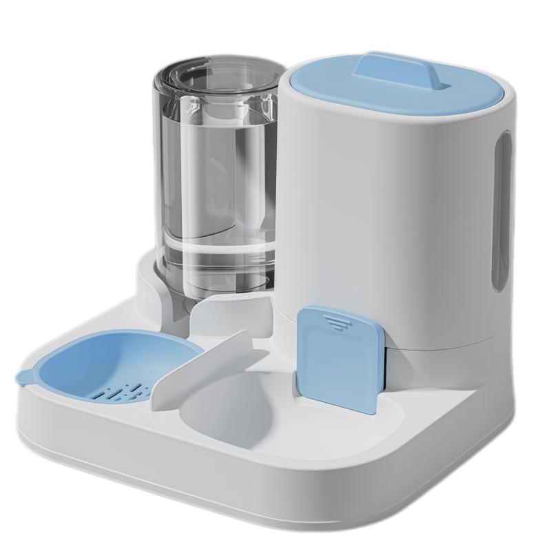 2-in-1 Gravity Pet Feeder and Water Dispenser Set for Cats & Small Dogs, Automatic Waterer & Dry Food Storage Station