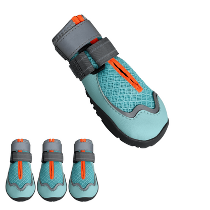 All-Weather Breathable Mesh Dog Boots with Anti-Slip Rubber Sole and Reflective Straps - Set of 4