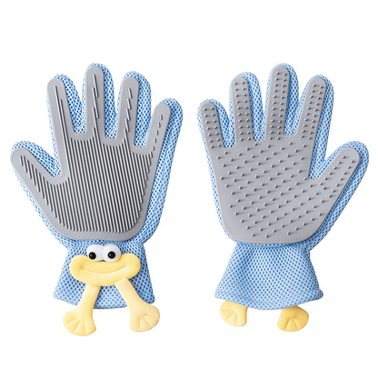 Pet Grooming Glove for Cats and Dogs - Breathable Mesh Deshedding Mitt with Soft Silicone Bristles for Gentle Hair Removal & Furniture Cleaning