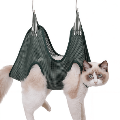 Breathable Mesh Pet Grooming Hammock Sling with Stainless Steel Hooks for Dogs & Cats - Safe Nail Trimming, Bathing, and Eye/Ear Care