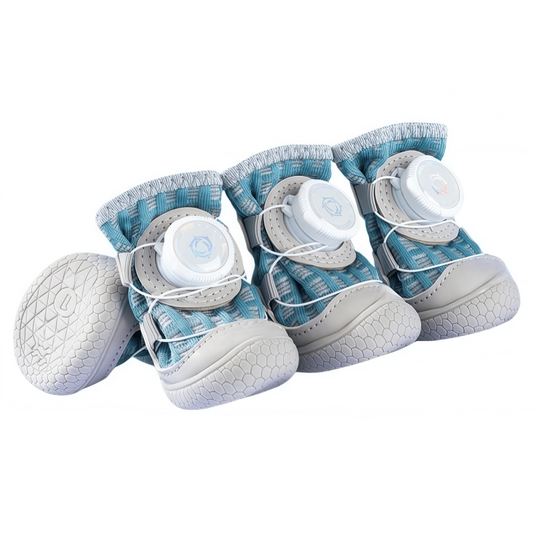 Adjustable Breathable Mesh Dog Boots with Quick-Dial Lacing and Anti-Slip Sole