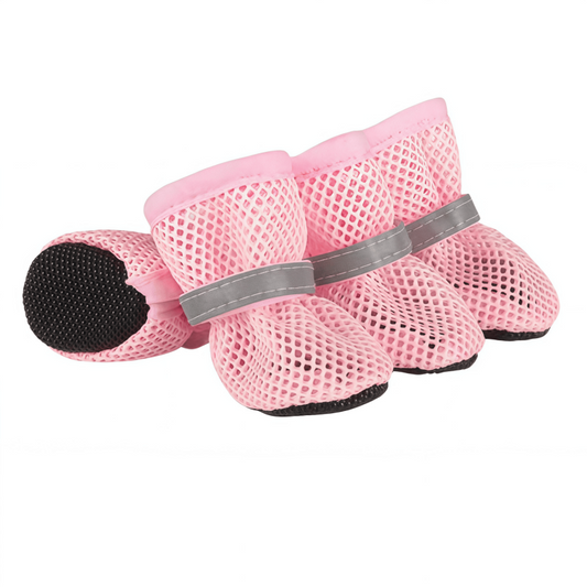 Breathable Mesh Dog Boots with Reflective Straps and Non-Slip Rubber Sole for Small to Medium Dogs