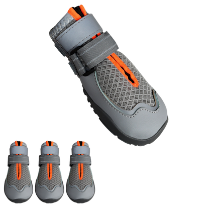 All-Weather Breathable Mesh Dog Boots with Anti-Slip Rubber Sole and Reflective Straps - Set of 4
