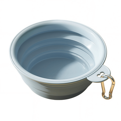 Collapsible Silicone Pet Dog Bowl with Carabiner Clip - Portable Travel Water & Food Feeder for Small & Medium Dogs