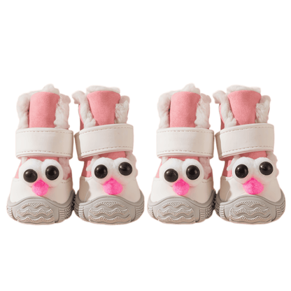 Water-Resistant Winter Dog Boots for Small Breeds - Fleece Lined Paw Protectors with Anti-Slip Sole (Set of 4)