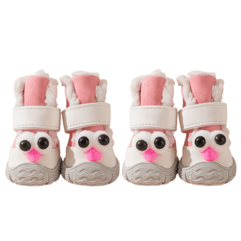 Water-Resistant Winter Dog Boots for Small Breeds - Fleece Lined Paw Protectors with Anti-Slip Sole (Set of 4)