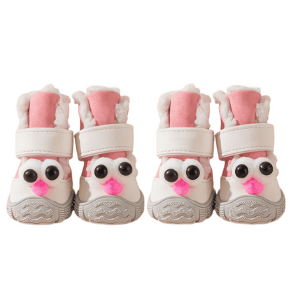 Water-Resistant Winter Dog Boots for Small Breeds - Fleece Lined Paw Protectors with Anti-Slip Sole (Set of 4)