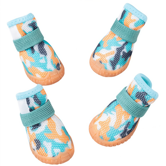 Breathable Mesh Dog Shoes with Anti-Slip TPR Sole, Adjustable Pet Sneakers for Small Dogs
