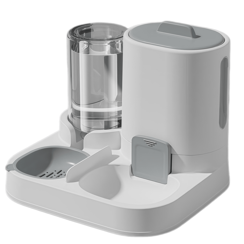 2-in-1 Gravity Pet Feeder and Water Dispenser Set for Cats & Small Dogs, Automatic Waterer & Dry Food Storage Station