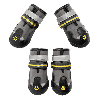 Water-Repellent Dog Boots with Anti-Slip Sole & Reflective Straps, Winter Fleece Lined Paw Protectors