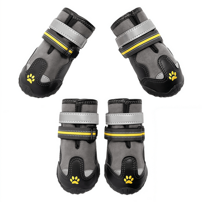 Water-Repellent Dog Boots with Anti-Slip Sole & Reflective Straps, Winter Fleece Lined Paw Protectors