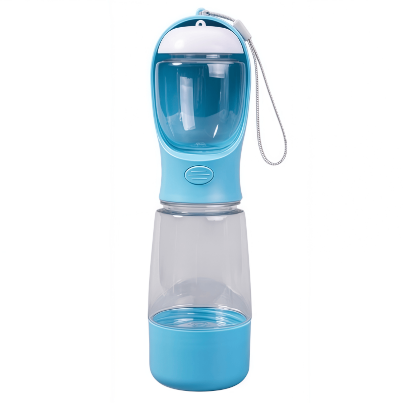 4-in-1 Portable Dog Water Bottle with Food Container & Waste Bag Dispenser - 400ml / 13.5 fl oz