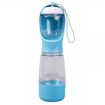 4-in-1 Portable Dog Water Bottle with Food Container & Waste Bag Dispenser - 400ml / 13.5 fl oz