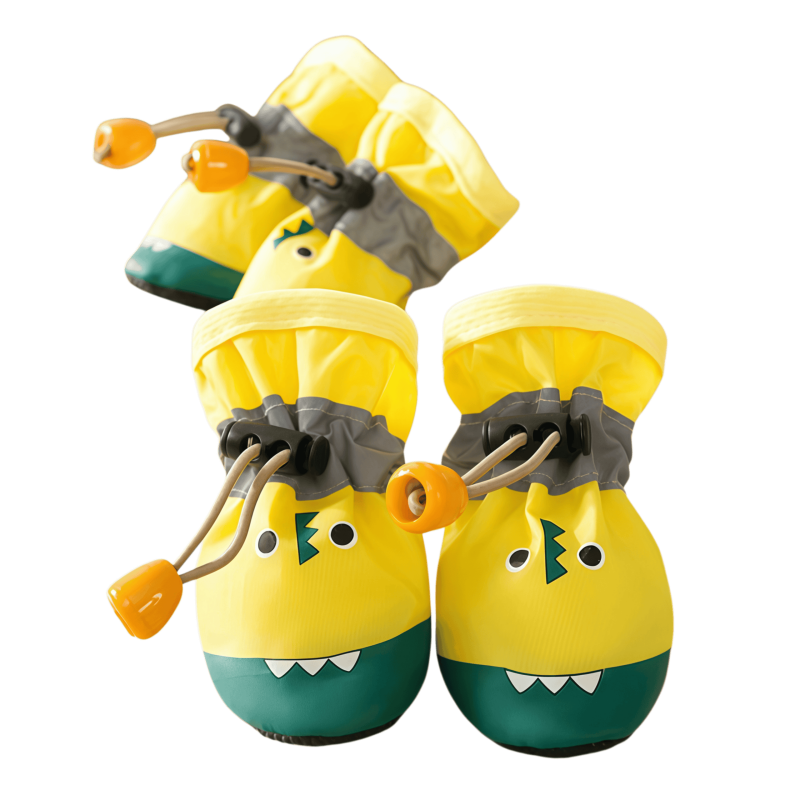 Anti-Slip Dog Boots with Adjustable Drawstring, Soft Sole Crocodile Pet Shoes - 4 Pack