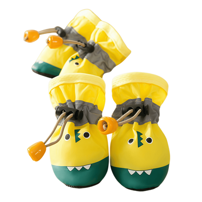 Anti-Slip Dog Boots with Adjustable Drawstring, Soft Sole Crocodile Pet Shoes - 4 Pack
