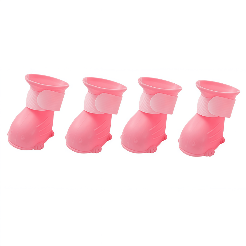 Waterproof Silicone Dog Boots, Non-Slip Pet Paw Protectors with Adjustable Straps for All-Weather